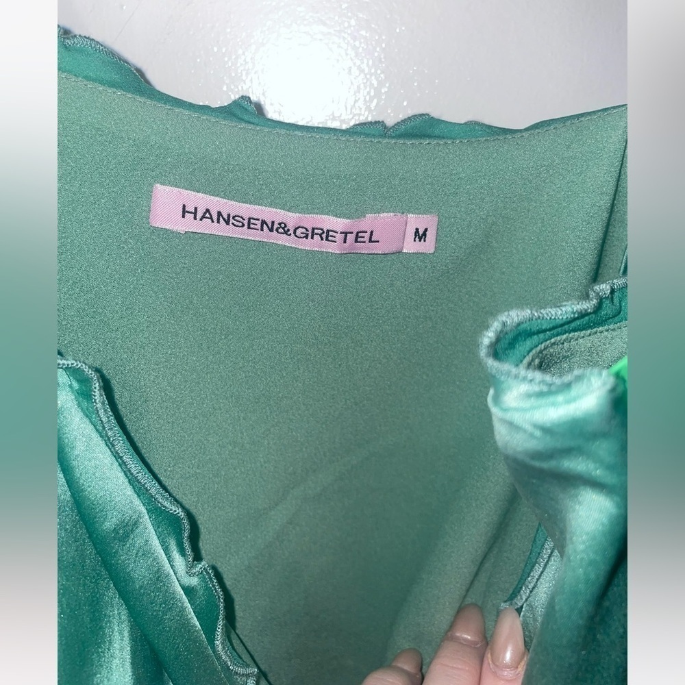 Hansel & Gretel Silk mini Amelia Dress in the color Sea Foam 💚 sz Medium - Picture 10 of 12